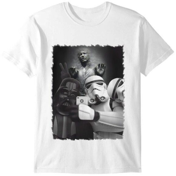 Star Wars Stormtrooper & Darth Vader Selfie T-Shirt – Funny Sci-Fi Graphic Tee - Picture 1 of 6